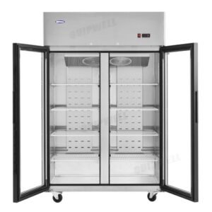 Quipwell TGC10B 2-Door Upright Display Freezer 900L (Black)