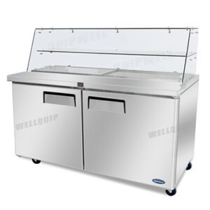 Quipwell SS51G 2-Door Glass Salad Prep Fridge 516L
