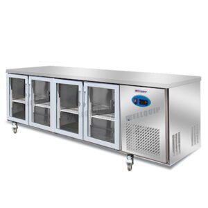 Quipwell WGA56 4-Door Glass Under Bench Fridge 2230x700x850mm
