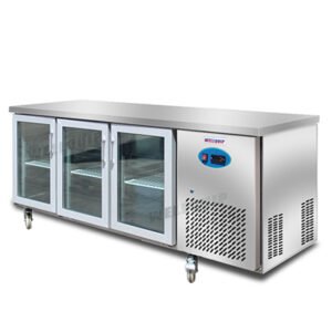 Quipwell WGA42 3-Door Glass Under Bench Fridge 1795x700x850mm - Image 9