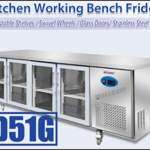 Quipwell WGA56 4-Door Glass Under Bench Fridge 2230x700x850mm - Image 3