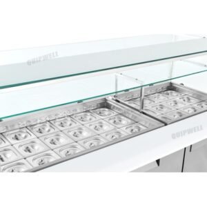 Quipwell MSA64 3-Door Glass Salad Prep Fridge 640L - Image 4