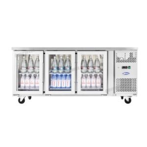 Quipwell WGA42 3-Door Glass Under Bench Fridge 1795x700x850mm - Image 8