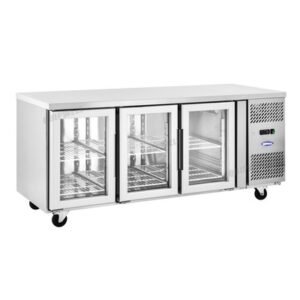 Quipwell WGA42 3-Door Glass Under Bench Fridge 1795x700x850mm - Image 4