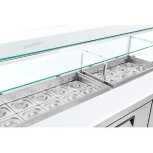 Quipwell SS54G 3-Door Glass Salad Prep Fridge 538L - Image 5