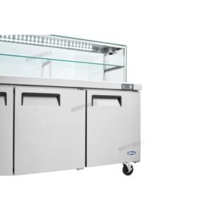 Quipwell SS54G 3-Door Glass Salad Prep Fridge 538L - Image 6